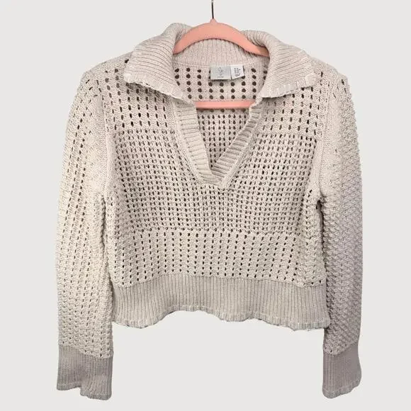 Joie Cream Open Knit Sweater – Lightweight Pullover – Size M - Picture 2 of 6